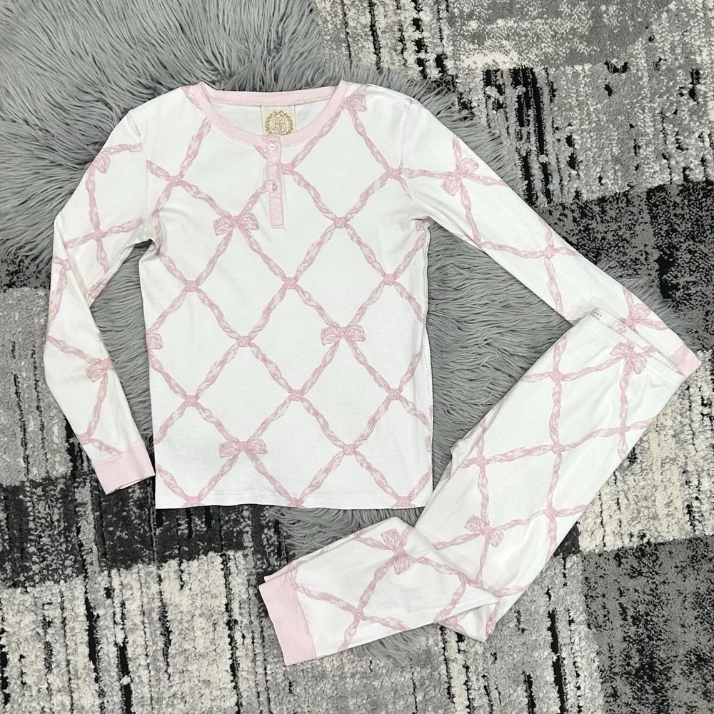 The Beaufort Bonnet Company Girls Pink Bow 2pc Pajamas Size 14‎